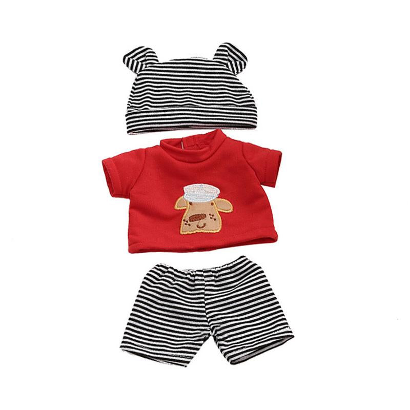 [Suitable for 12'' Mini doll] Dollreborns® Pure Handmade 3 Pcs Striped Unisex Baby Cotton Clothes Set