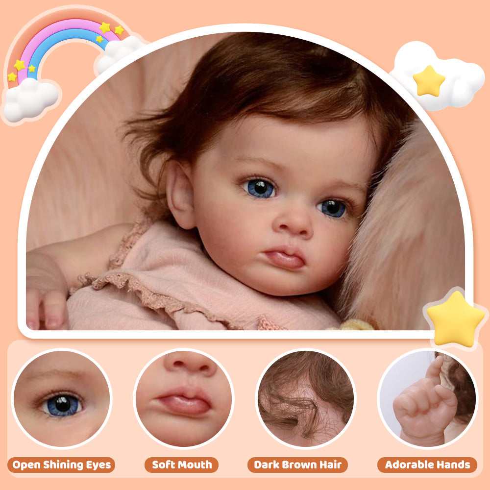 20" Reborn Baby Dolls Realistic Soft Weighted Body Truly Cloth Body Reborn Cute Toddler Baby Girl Matti