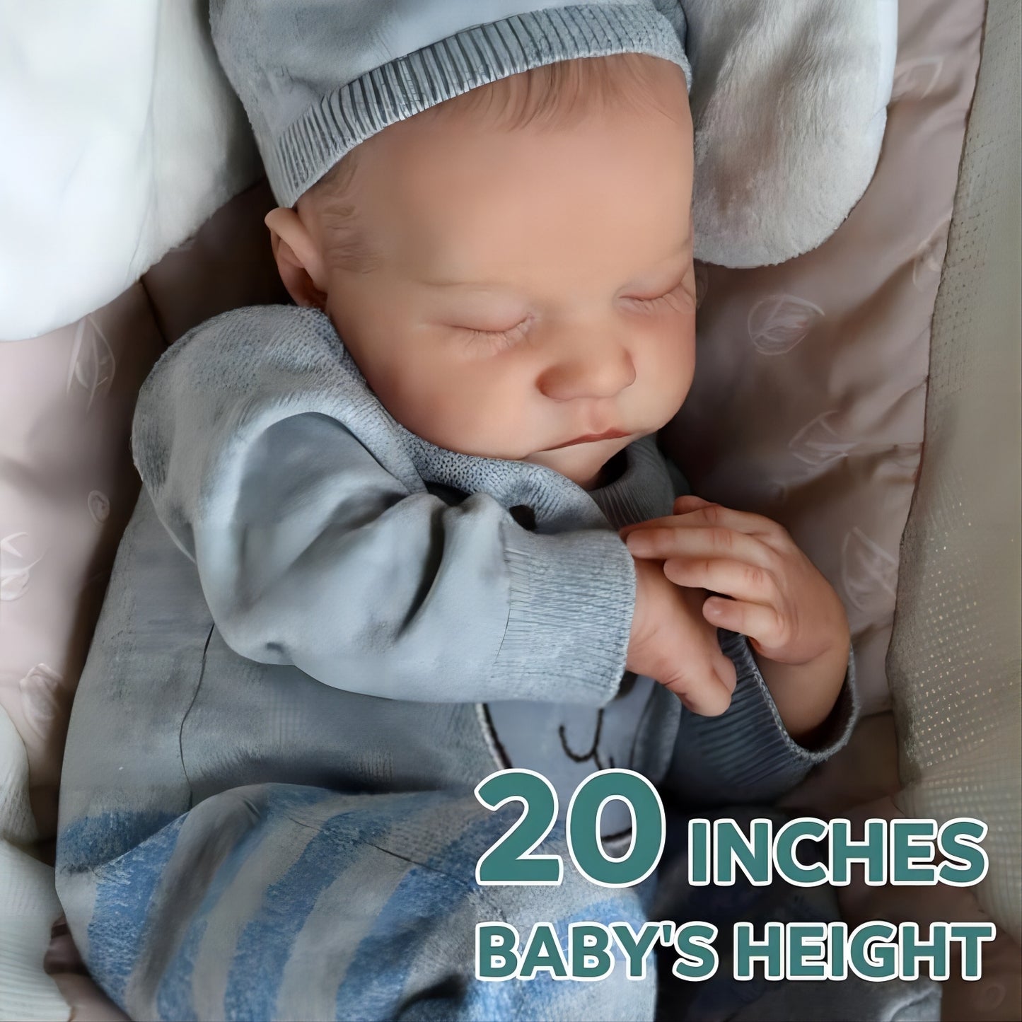 [Newborn Baby Boy] Surprise Lifelike 20 '' Real Touch Realistic Asleep Reborn Baby Doll Handsome Boy Carley With Heartbeat💖 & Sound🔊