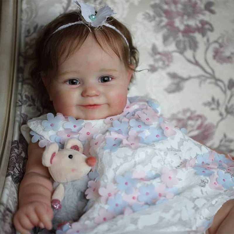 [Heartbeat💖 & Sound🔊] Realistic Reborn Baby Toddlers Girl Hilda 20'' Lifelike Awake Reborn Baby Doll with Brown Hair