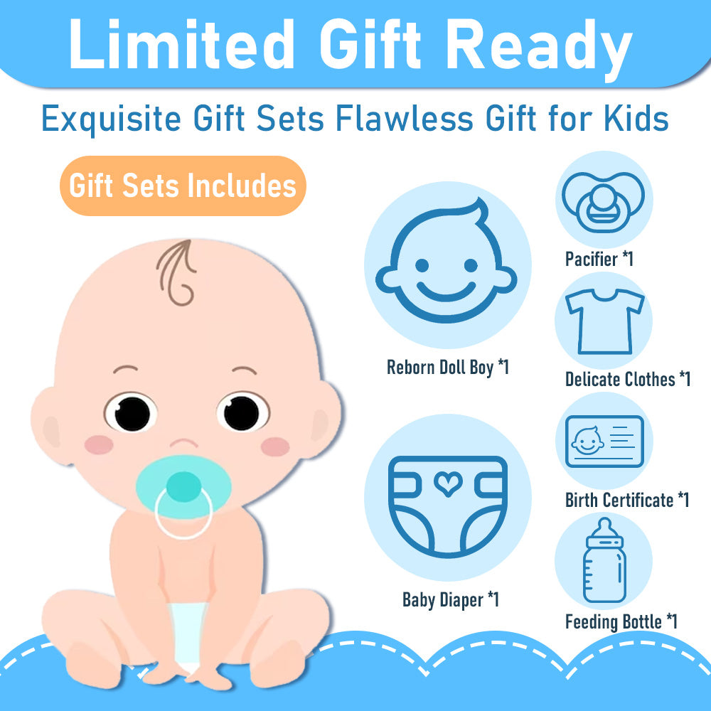 [New Series!] 17'' Lifelike Sleeping Weighted Silicone Vinyl Newborn Baby Boy Doll Named Stardy