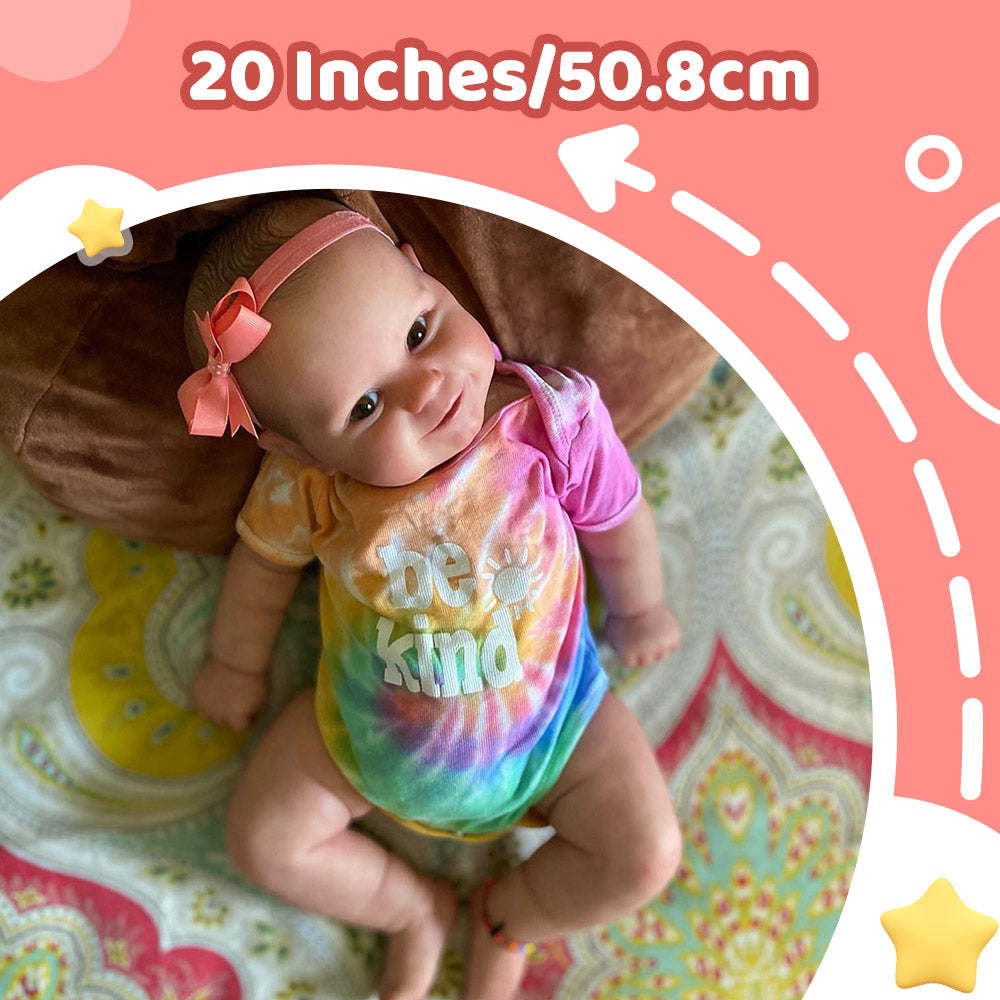 [New]20" Realistic Reborn Silicone Vinyl Smile Toddler Baby Doll Girl Qunfre with Blue Eyes