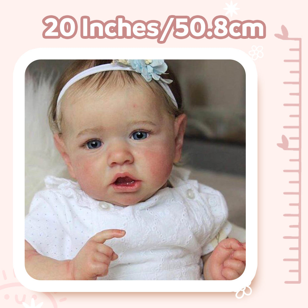 [Heartbeat💖 & Sound🔊] Realistic Reborn Toddlers Baby Girl Aneyah 20'' Lifelike Awake Reborn Baby Doll with Painted Hair