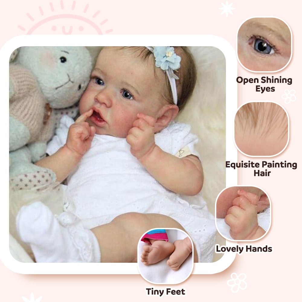 [Heartbeat💖 & Sound🔊] Realistic Reborn Toddlers Baby Girl Aneyah 20'' Lifelike Awake Reborn Baby Doll with Painted Hair