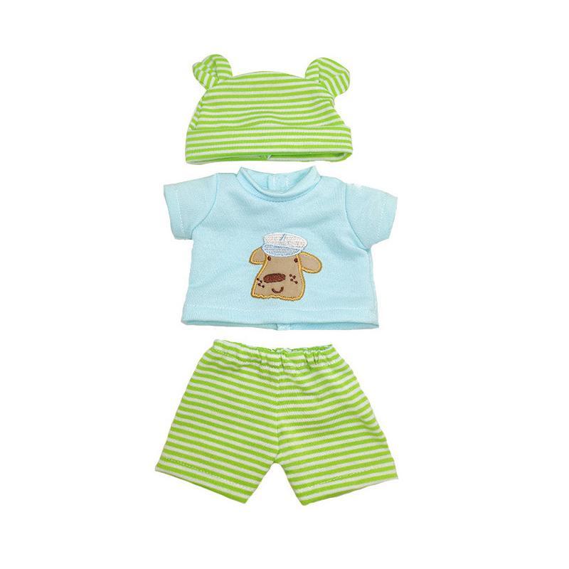 [Suitable for 12'' Mini doll] Dollreborns® Pure Handmade 3 Pcs Striped Unisex Baby Cotton Clothes Set