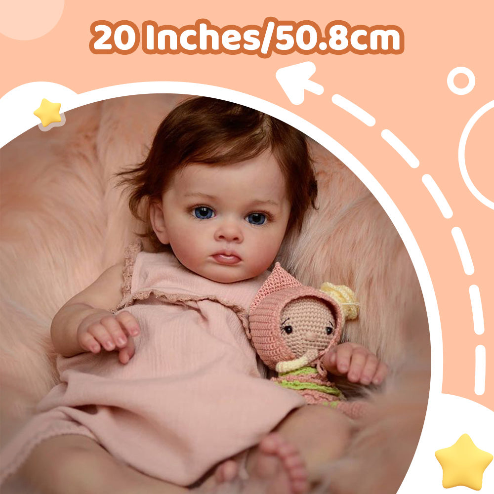 20" Reborn Baby Dolls Realistic Soft Weighted Body Truly Cloth Body Reborn Cute Toddler Baby Girl Matti